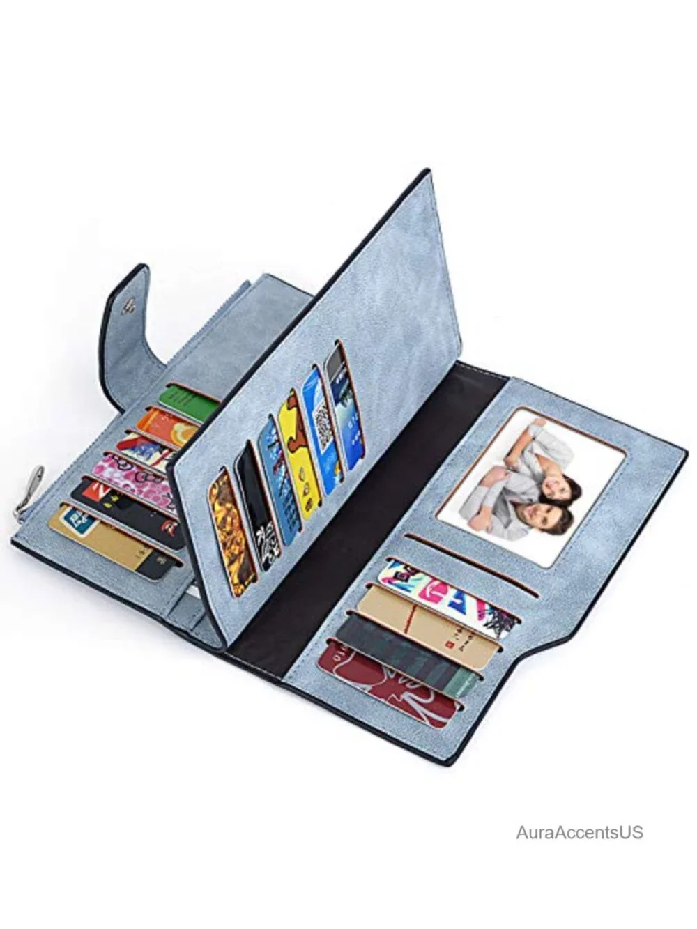 RFID Blocking Leather Wallet, 22 Card Holder, Snap Closure